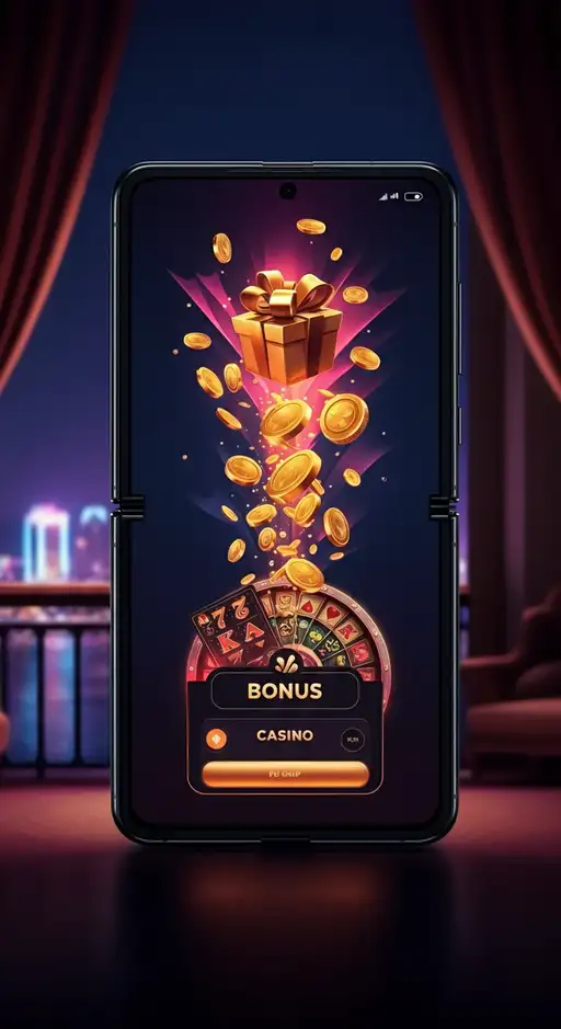 Interface mobile d'Hermes Casino affichant une sélection de bonus de bienvenue et des codes promotionnels pour les nouveaux joueurs