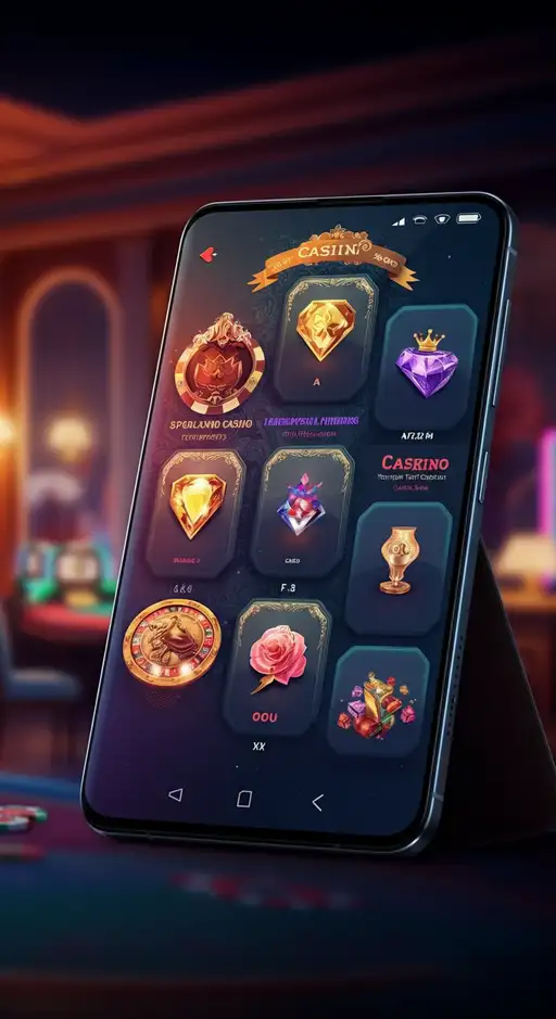 Interface mobile fluide de Hermes Casino affichant une sélection de machines à sous populaires et des options de navigation intuitives.