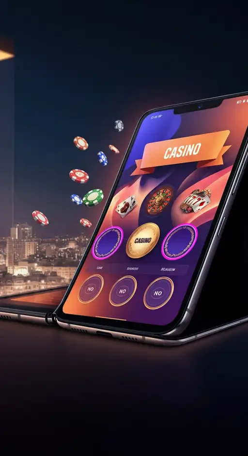 Interface mobile de Hermes Casino sur smartphone affichant des machines à sous et une section de casino en direct, optimisée pour un accès rapide.